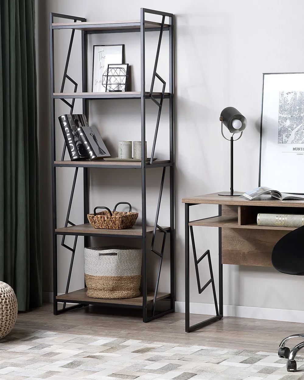5 Tier Bookcase FORRES 184 cm Brown/ Black