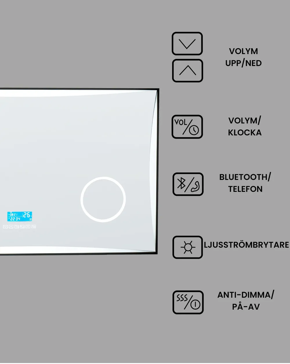 Badrumsspegel med LED ONLAY 100 cm 60 cm Silver_940477