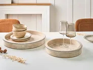 Set of 2 Serving Trays MANSOURA Mango Wood Light Brown_1004099