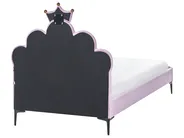 Kids Bed Crown Velvet RUBIAN 90 x 200 cm (EU Single) with LED Lights Violet_1053823