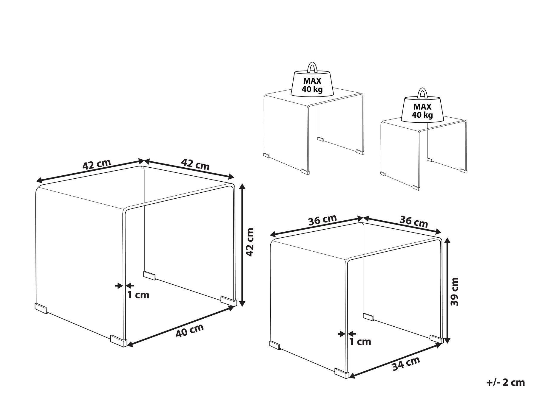 Set of 2 Side Tables KENDALL Tempered Glass Blue_1017390