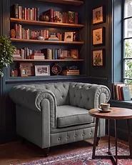 Armchair CHESTERFIELD Fabric Light Grey_1151218