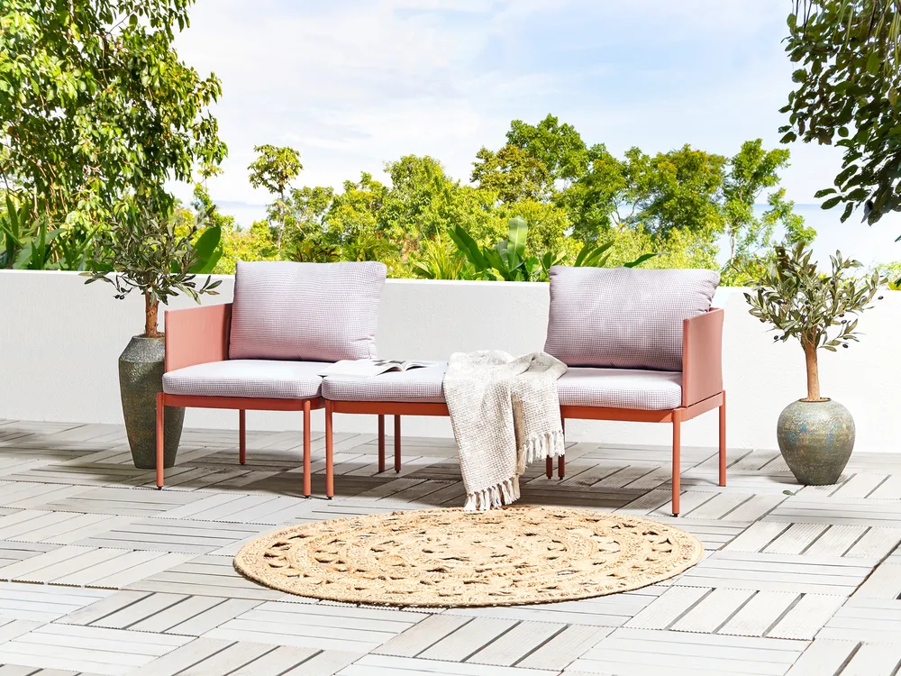 Loungesett til hagen med bord 2-seters TERRACINA Metall Oransje_826664