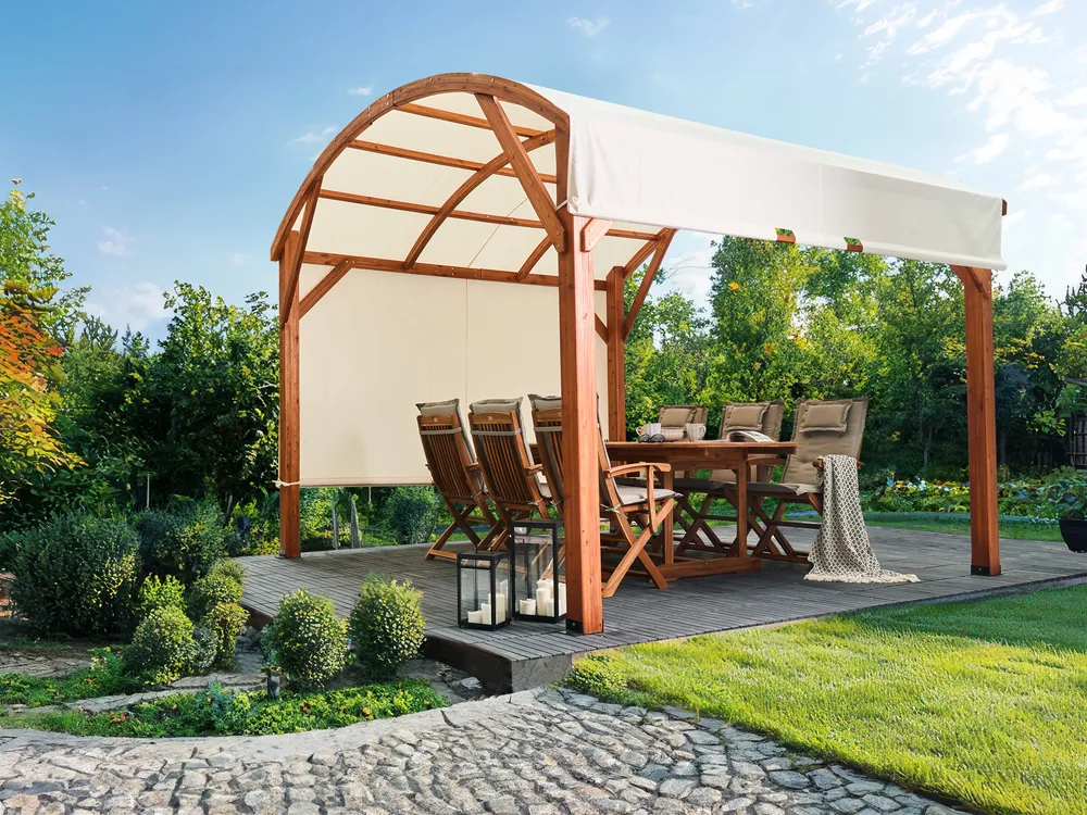Gazebo SCOPELLO 303 cm 300 cm Fir Wood Brown/ Beige