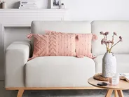 Set of 2 Decorative Cushions VALVARIA 30 x 50 cm Cotton Peach Pink Chevron Pattern_940171