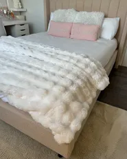 Bed Boucle VILLETTE 140 x 200 cm (EU Double) Beige_978562