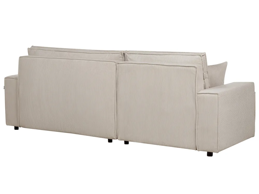 Corner Sofa Bed 3 Seater ABACKA Corduroy Beige Right Hand_896784