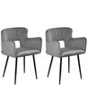 Set of 2 Dining Chairs SANILAC Velvet Grey