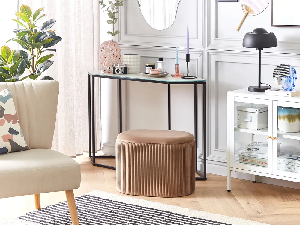 Storage Pouffe RICHLAND Velvet Beige