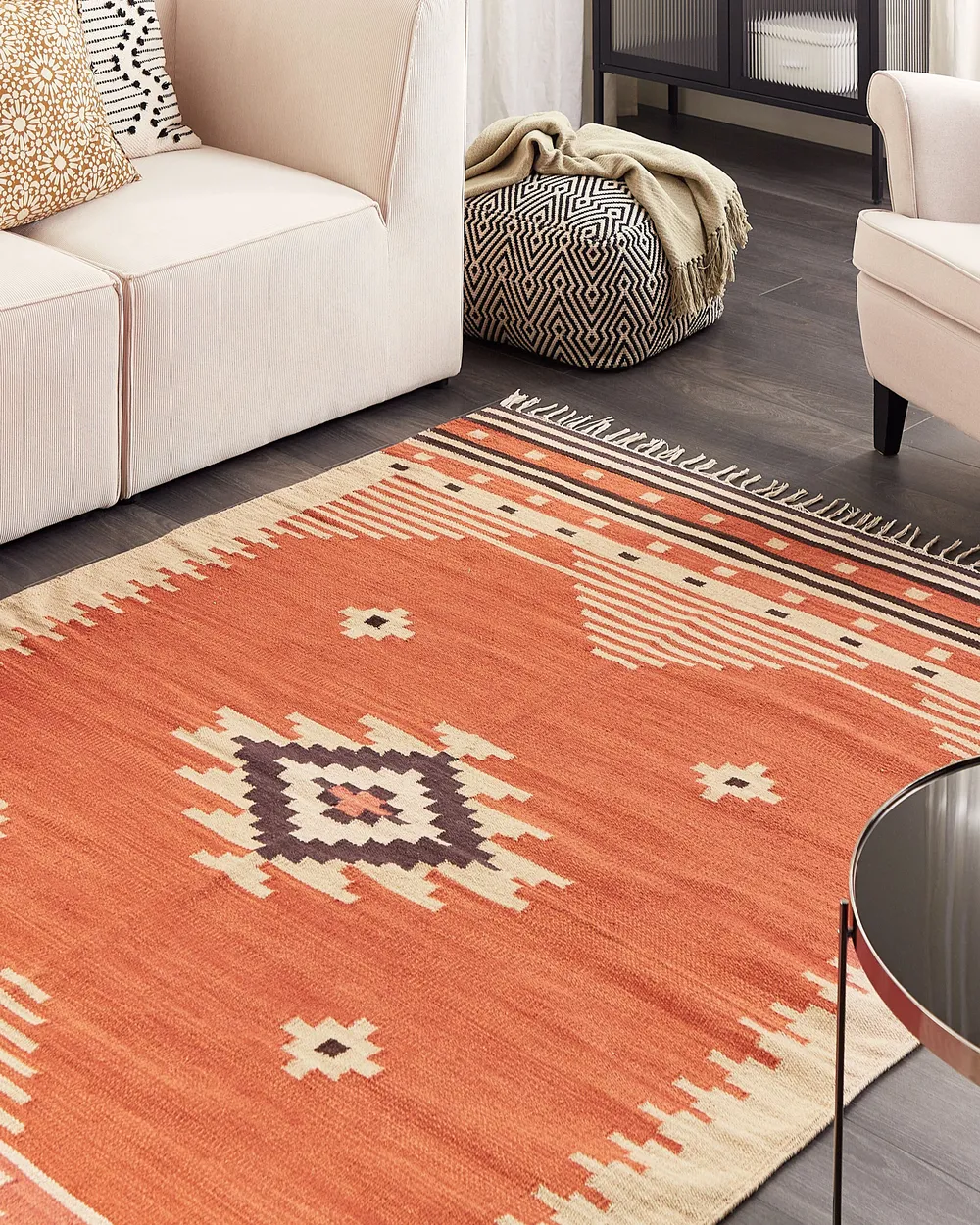 Rug GAVAR Orange 160 x 230 cm Kilim Cotton