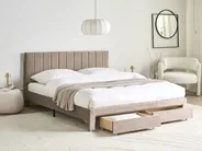 Bed with Storage Drawers LONZAC Velvet Taupe 160 x 200 cm (EU King Size)_1014840