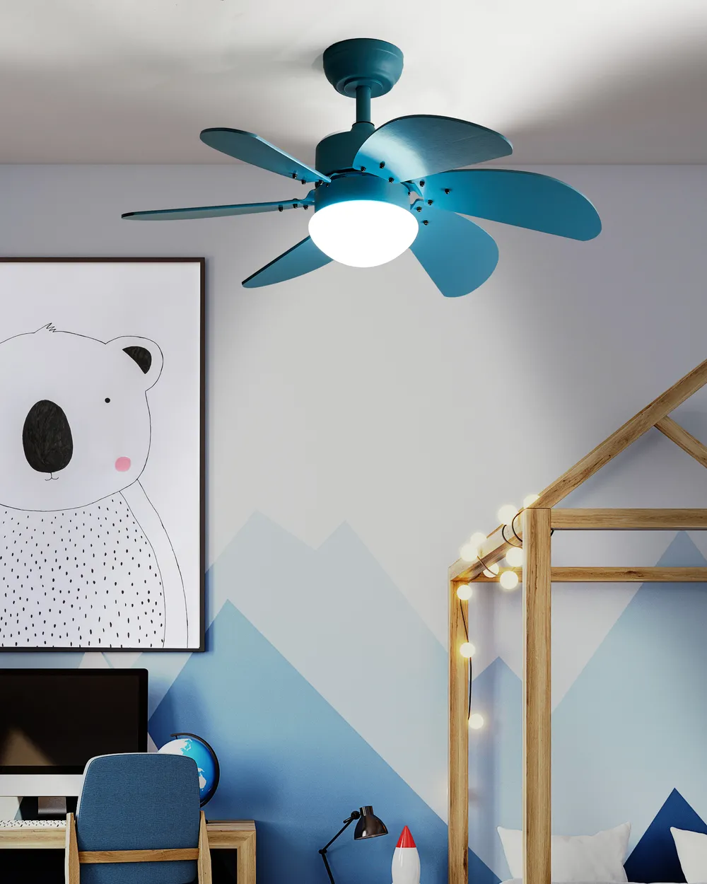 Ceiling Fan with Light LOGAR with Remote LED Blue_982282
