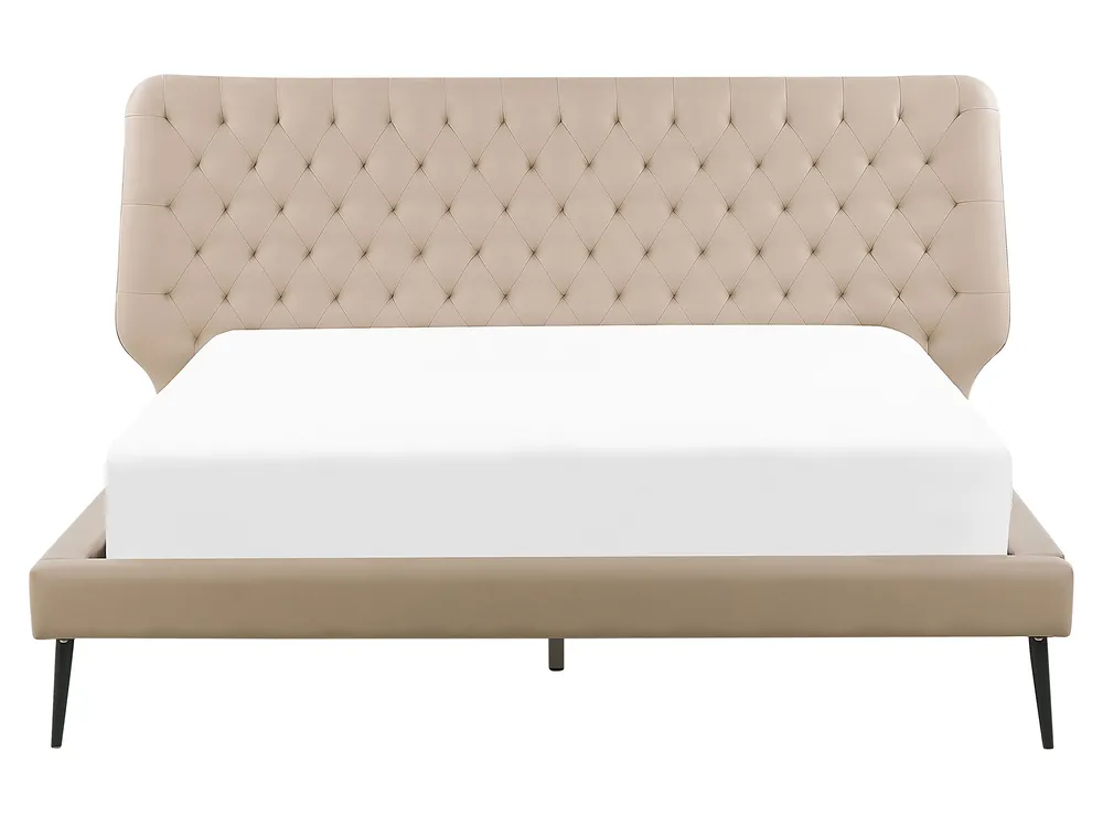 Bed Faux Leather ESSONNE 160 x 200 cm (EU King Size) Beige_788941