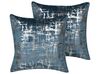 Set of 2 Decorative Cushions GARDENIA 45 x 45 cm Velvet Blue Abstract Pattern