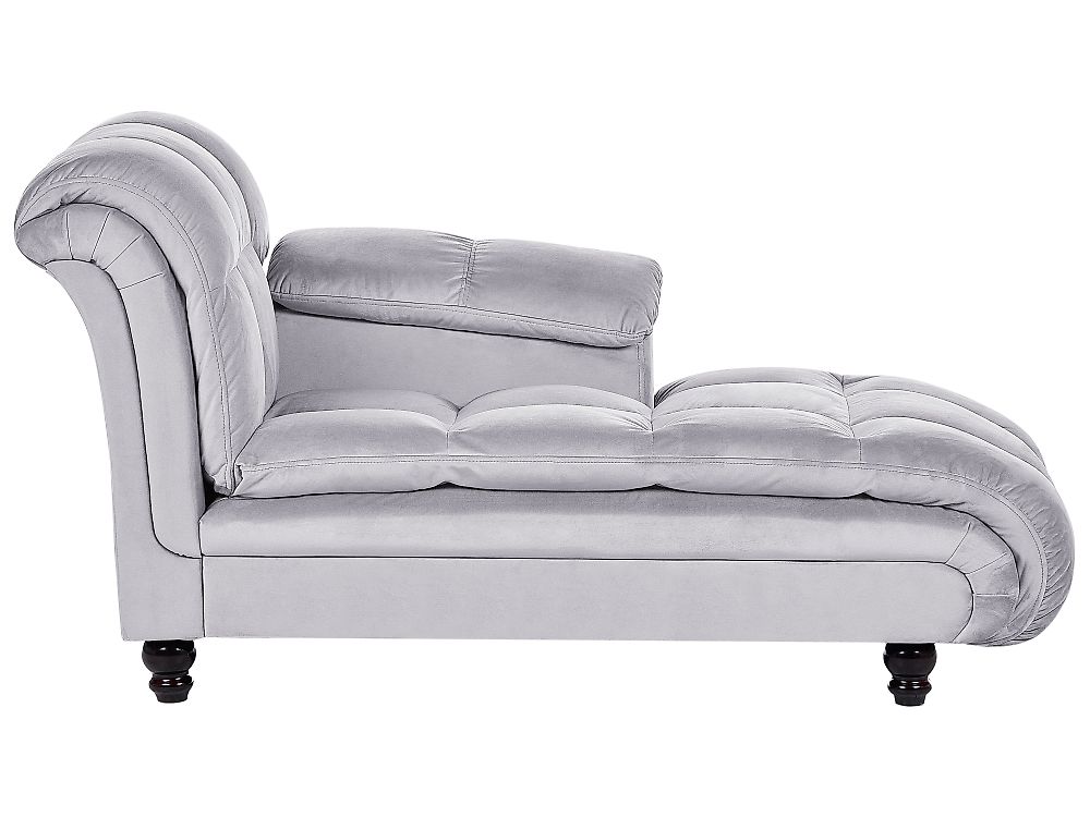 Left-Hand Chaise Longue LORMONT Velvet Light Grey