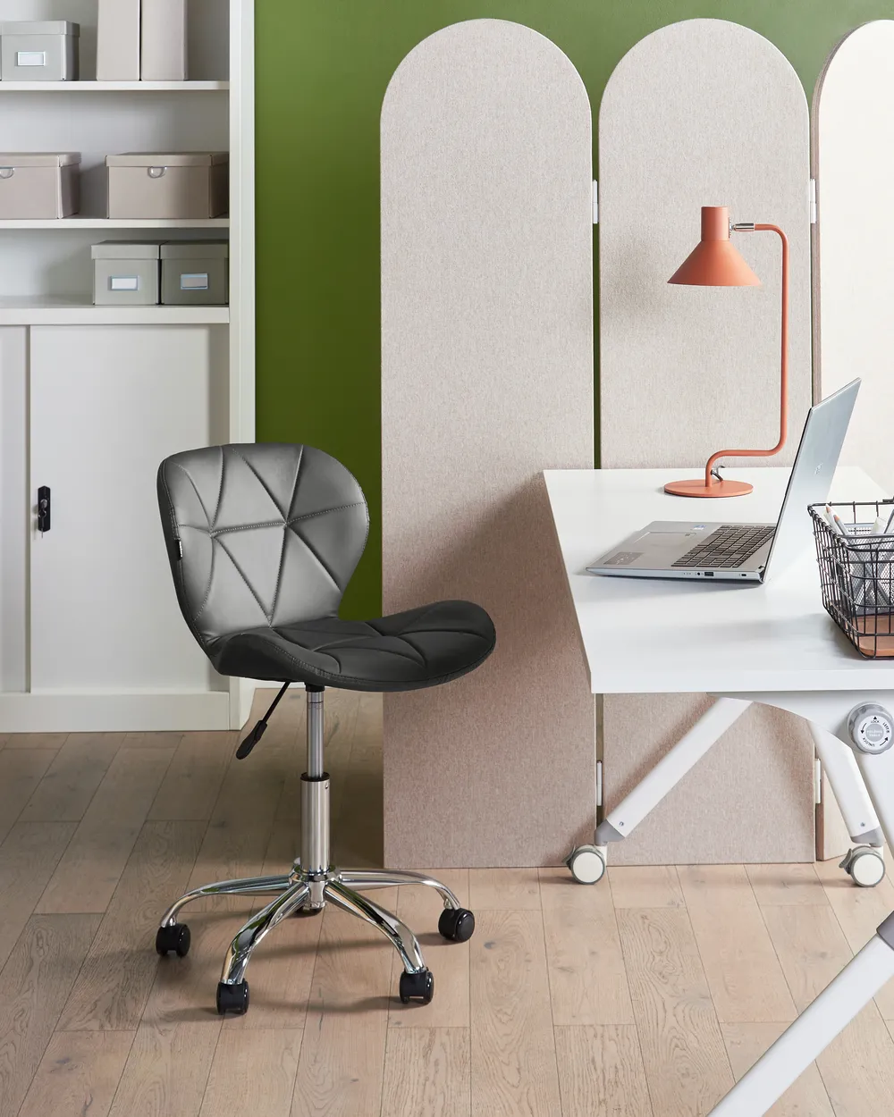 Desk Chair VALETTA Faux Leather Graphite Grey