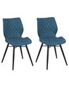 Set of 2 Dining Chairs LISLE Fabric Sea Blue