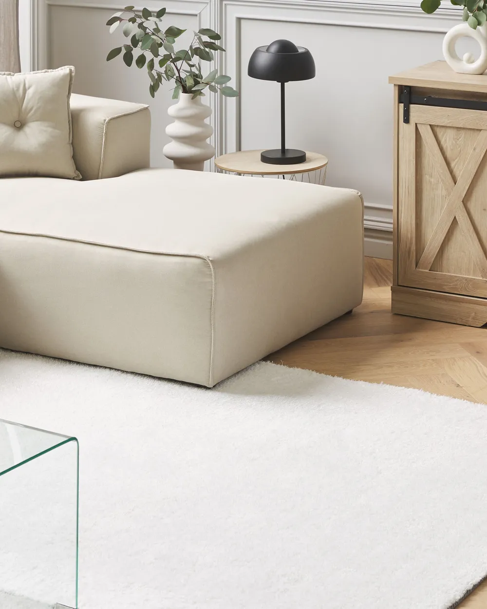Shaggy Rug DEMRE White 200 x 200 cm