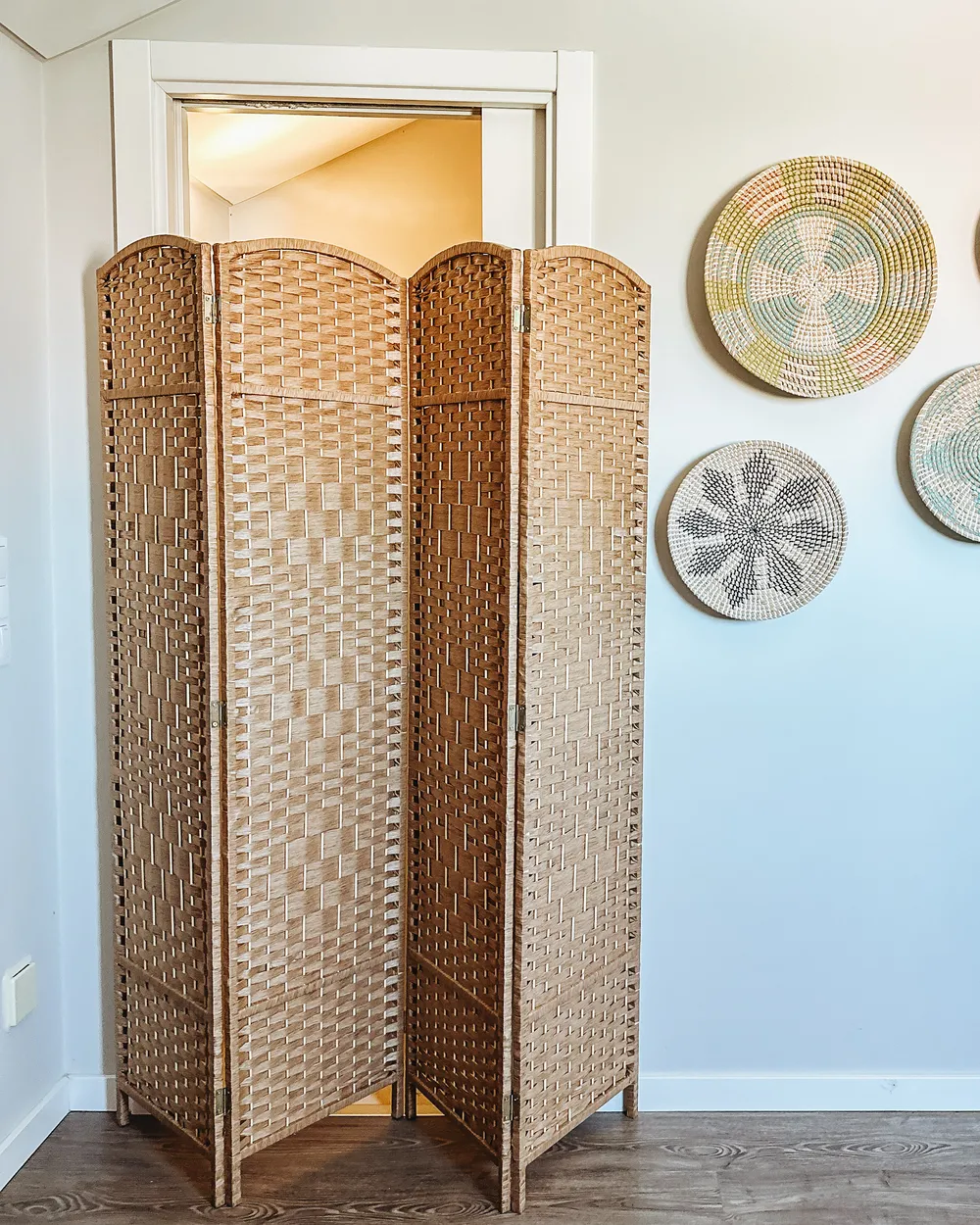 4 Panel Room Divider LAPPAGO 163 cm 170 cm Natural_961730