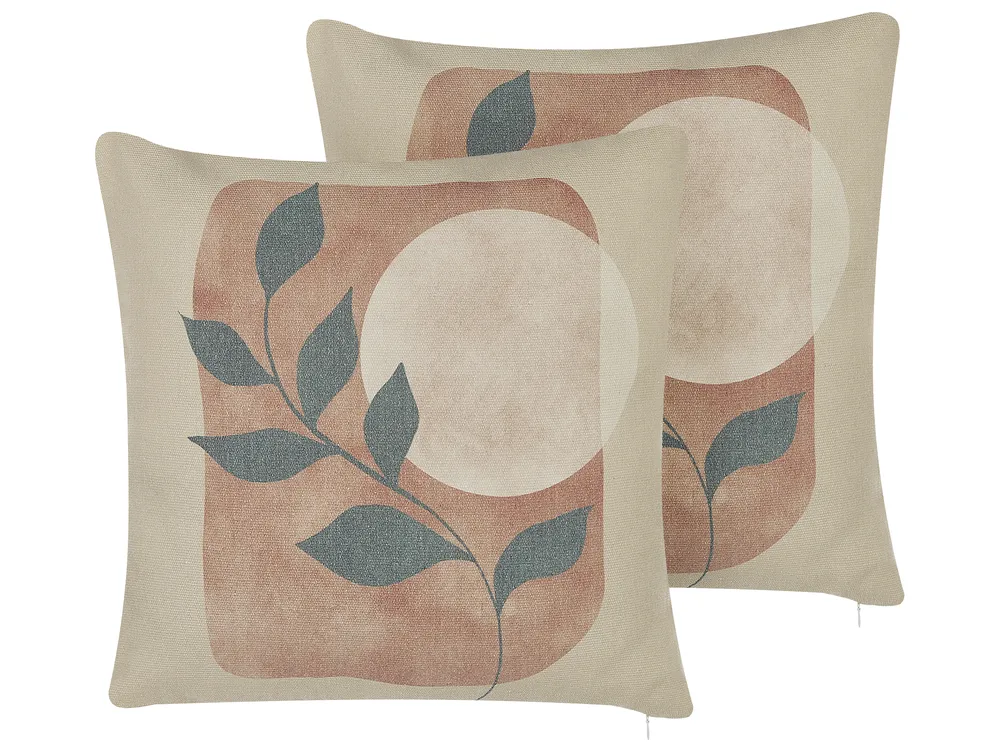 Set of 2 Decorative Cushions CALLIOPSIS 45 x 45 cm White Abstract Pattern
