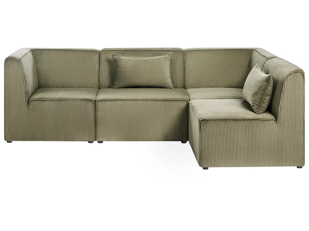 Modular Corner Sofa 4 Seater LEMVIG Corduroy Green Left Hand_1053537