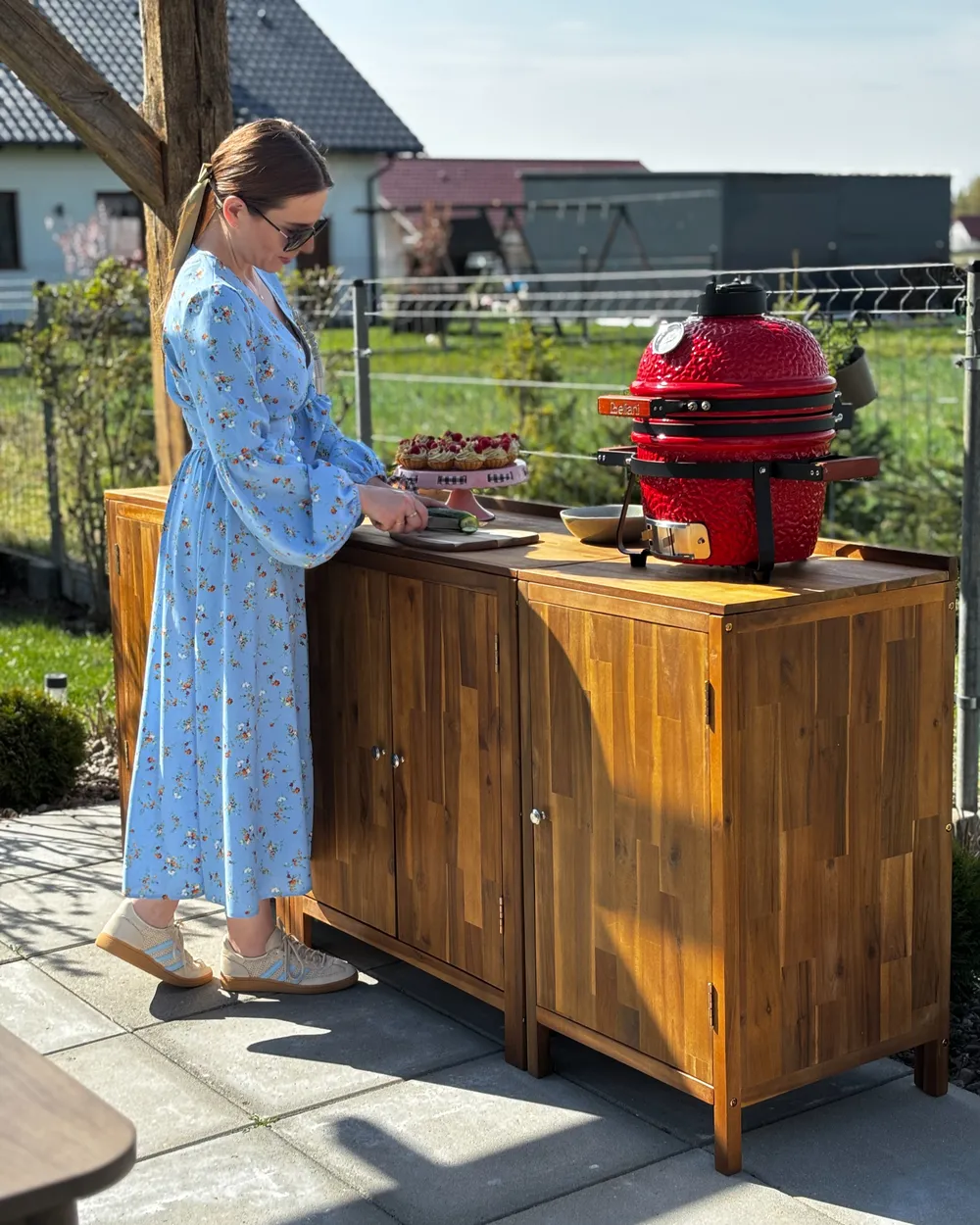 Mini Charcoal BBQ Grill KAMADO Ceramic Red_1072043