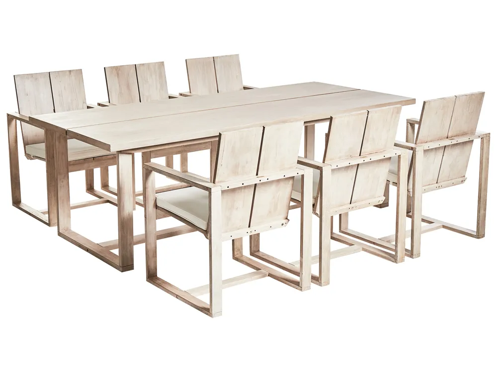 Garden Dining Set 6 Seater AZZANELLO Acacia Wood Off-White