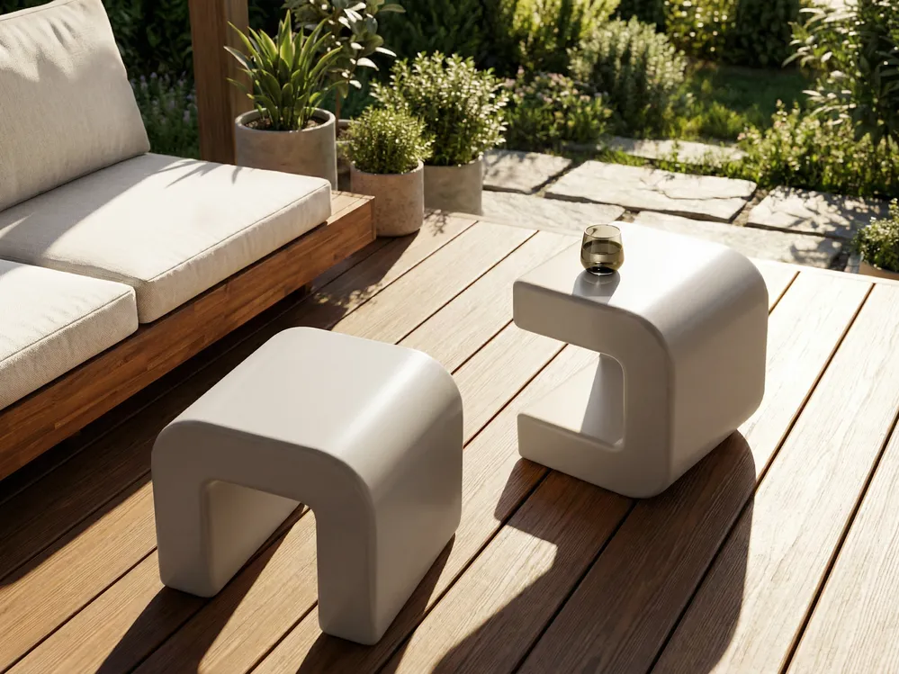 Set of 2 Side Tables MOZIA Light Grey