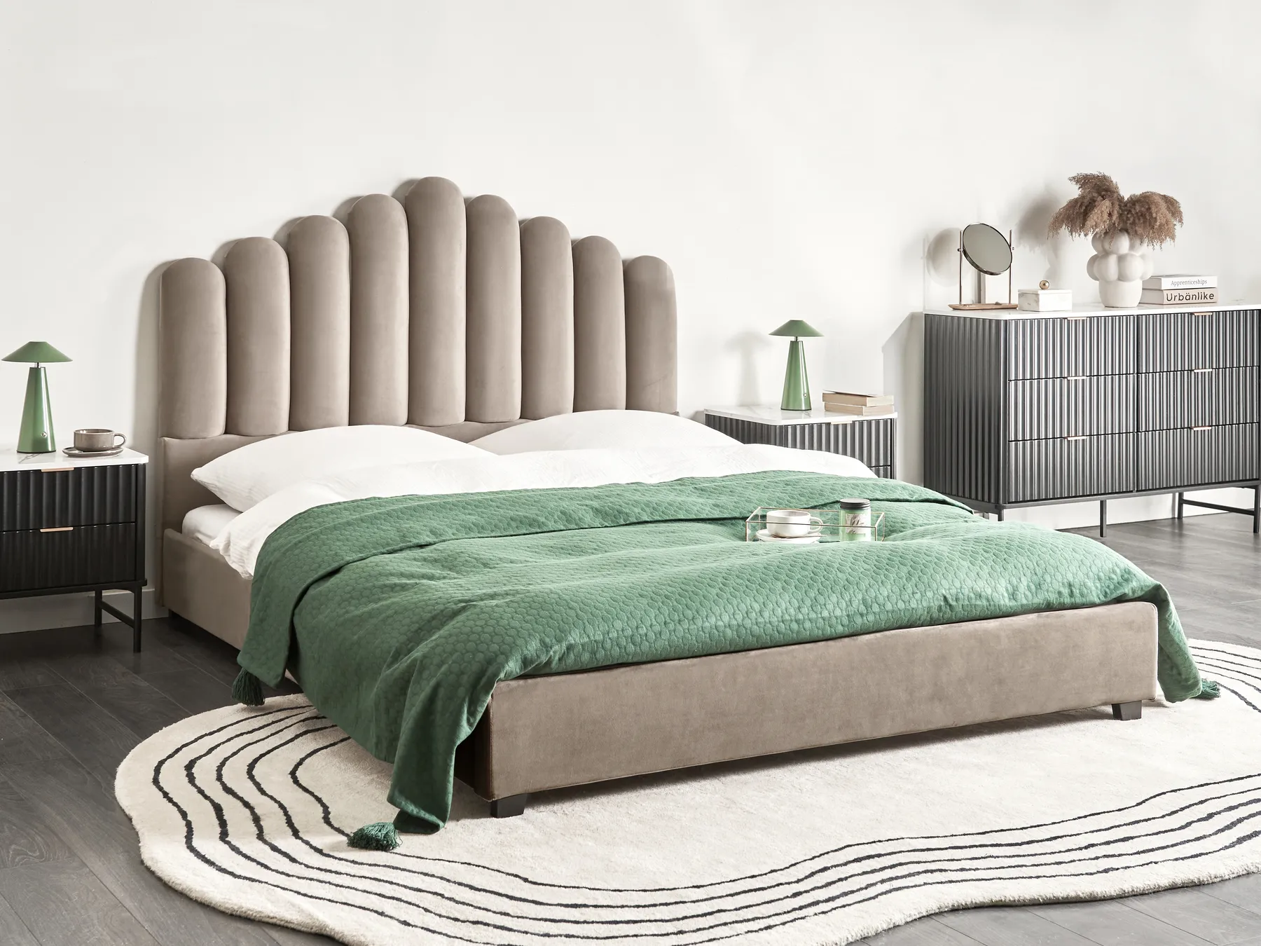 Waterbed Velvet VINCENNES 160 x 200 cm (EU King Size) Taupe_974796