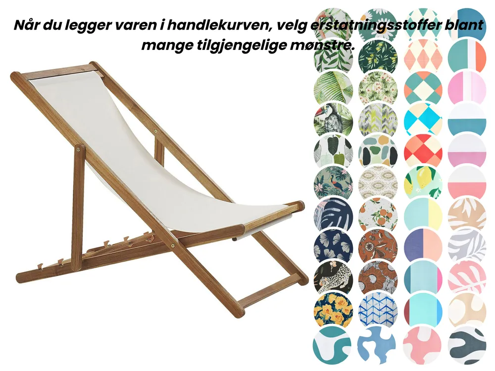 Sammenleggbar solstol ANZIO med erstatningsstoff Akasietre Lysebrun_860120