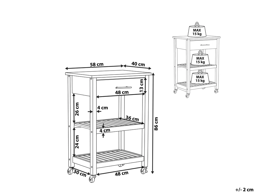 Kitchen Trolley HIUMA Wood White_799697
