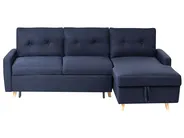 Corner Sofa Bed 4 Seater FLAKK with Storage Fabric Navy Blue Left Hand_745774