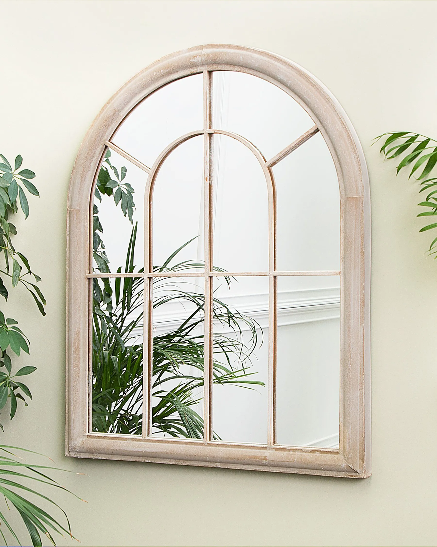 Väggspegel EMBRY 69 cm 88 cm Metall Beige_748069