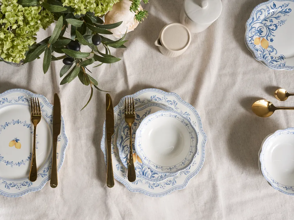 Set med 12 matserviser LOVAGE Porslin Vit_1069085