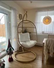 Hanging Chair with Stand ALBA PE Rattan Natural_903046