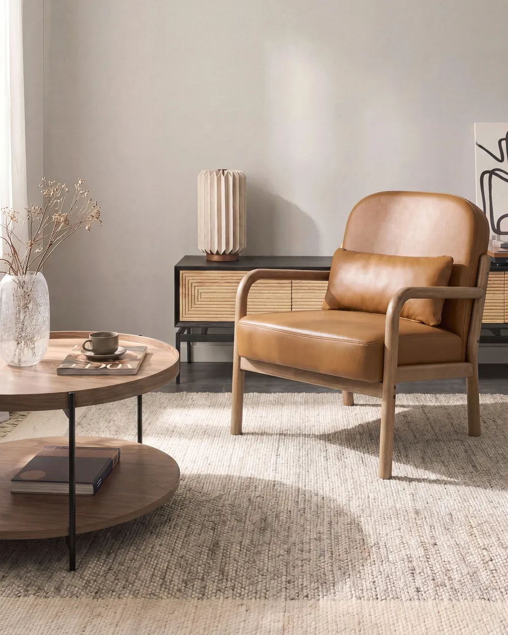 Armchair SELDE Leather Golden Brown