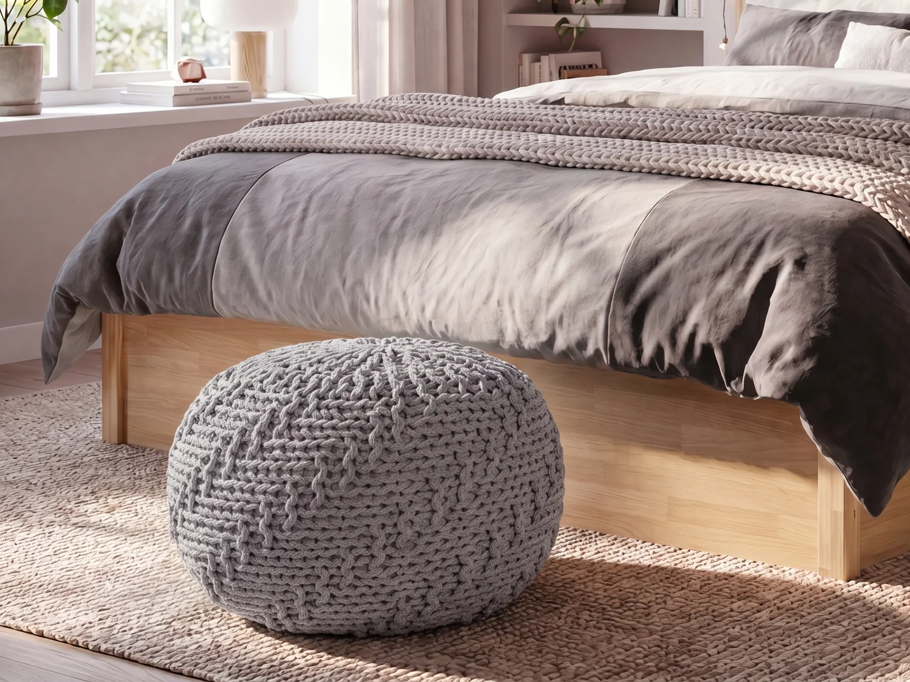 Pouffe PRIENE Cotton Light Grey_842544