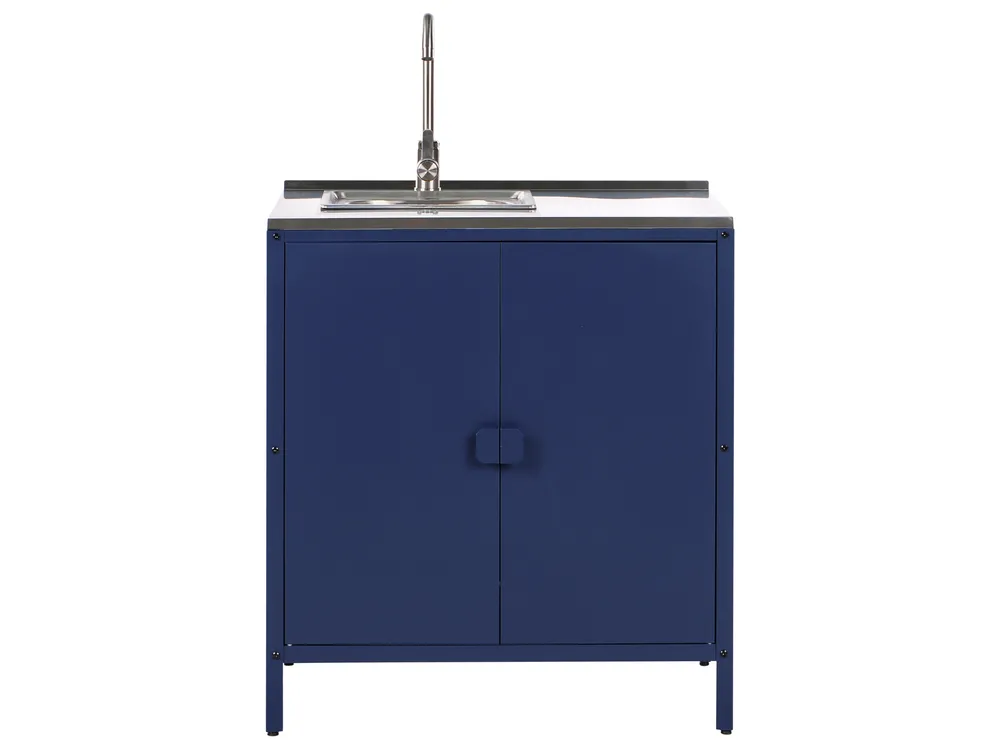 3 Piece Outdoor Kitchen Set with Sink VILAMA Blue Metal_974901