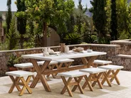 Garden Dining Set with Stools 8 Seater OLBIA Concrete White_829748