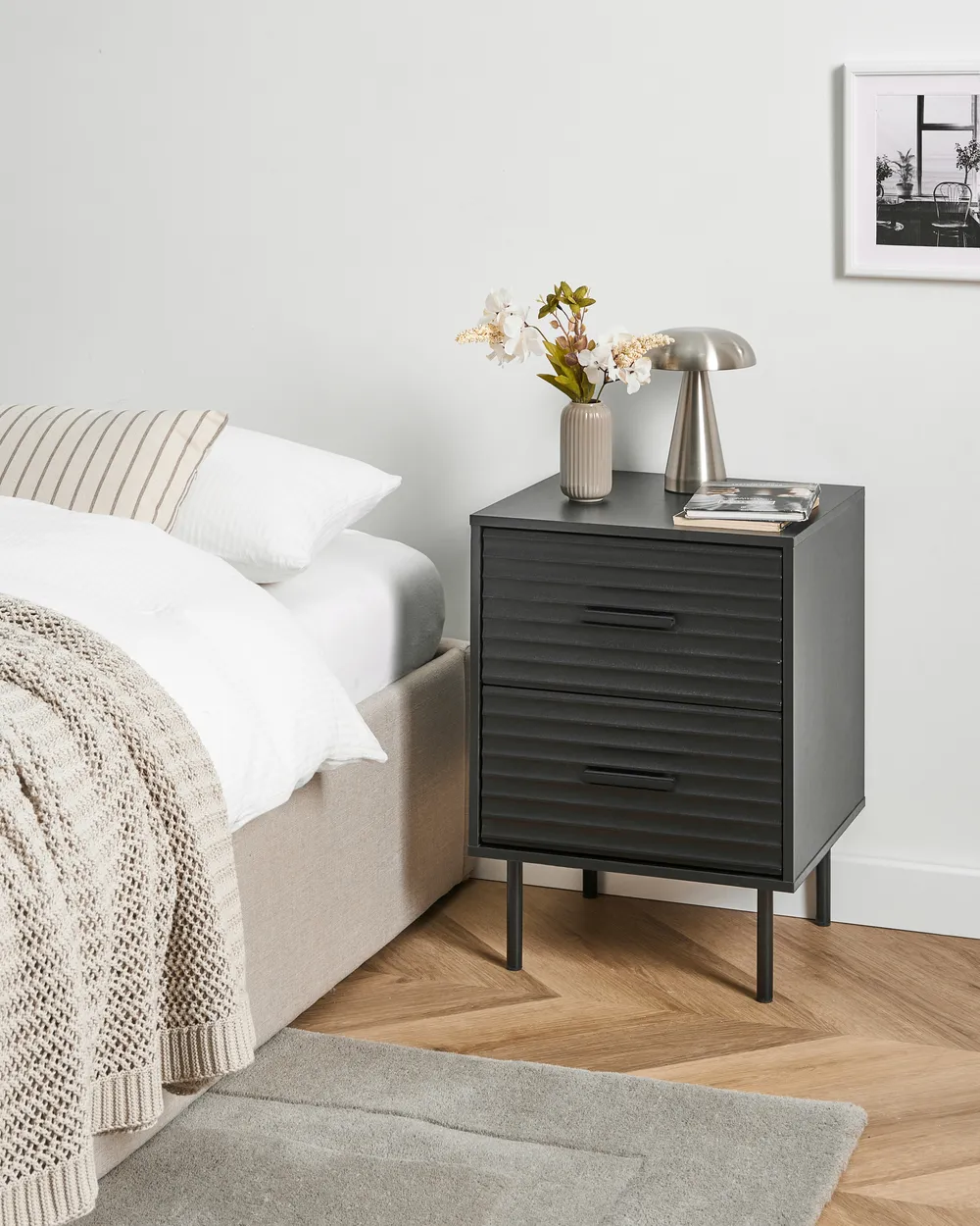 2 Drawer Bedside Table WALGETT Black