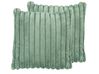 Set of 2 Decorative Cushions RAKYA 45 x 45 cm Faux Fur Green Striped