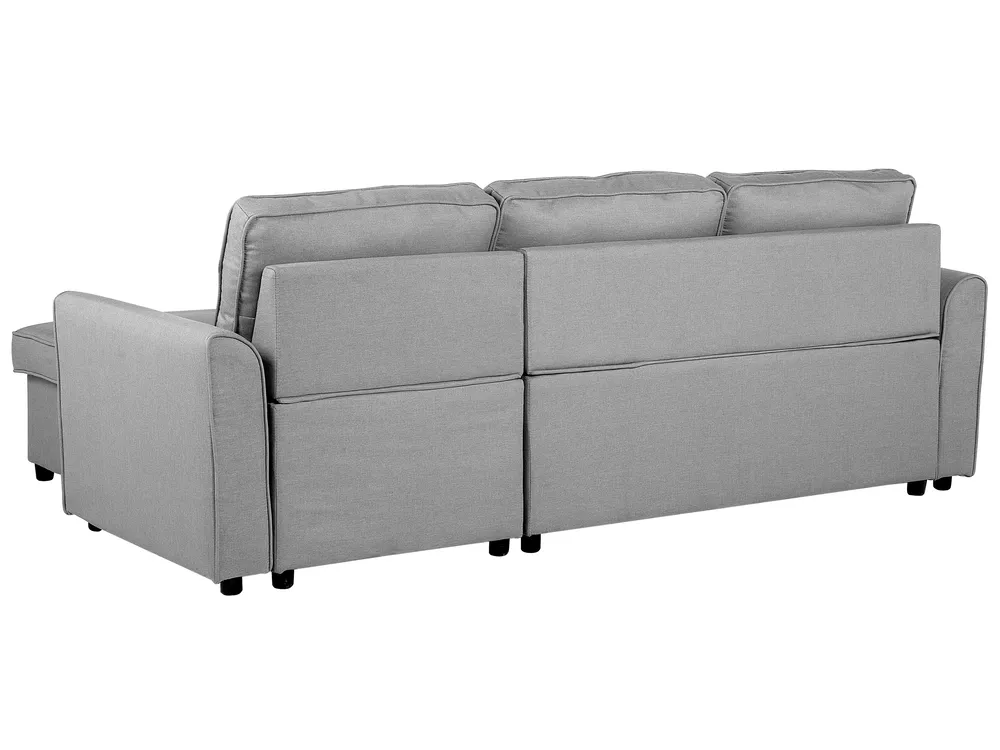 Corner Sofa Bed 3 Seater NESNA with Storage Fabric Light Grey Right Hand_717098