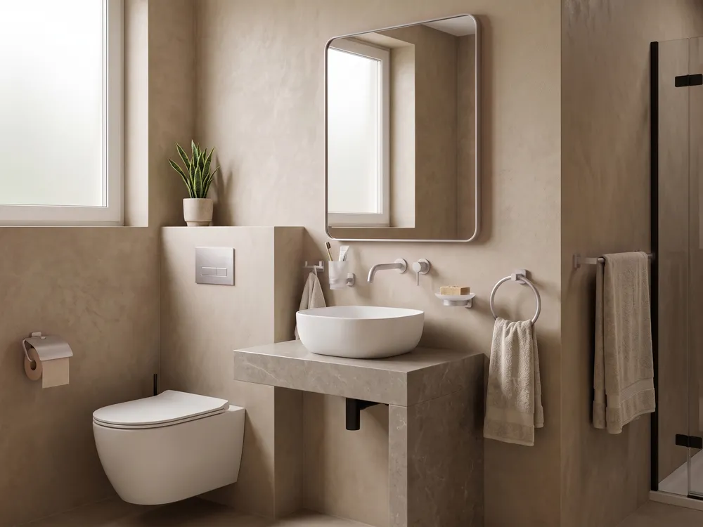 6-Piece Bathroom Hardware Set POCONE with Towel Bars and Hooks Silver