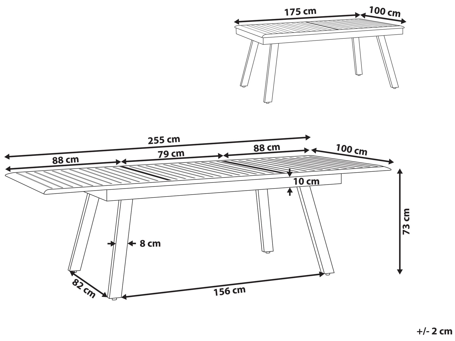 Jatkettava puutarhapöytä PERETA 175/255 cm 100 cm Metalli Vaaleanharmaa_797453