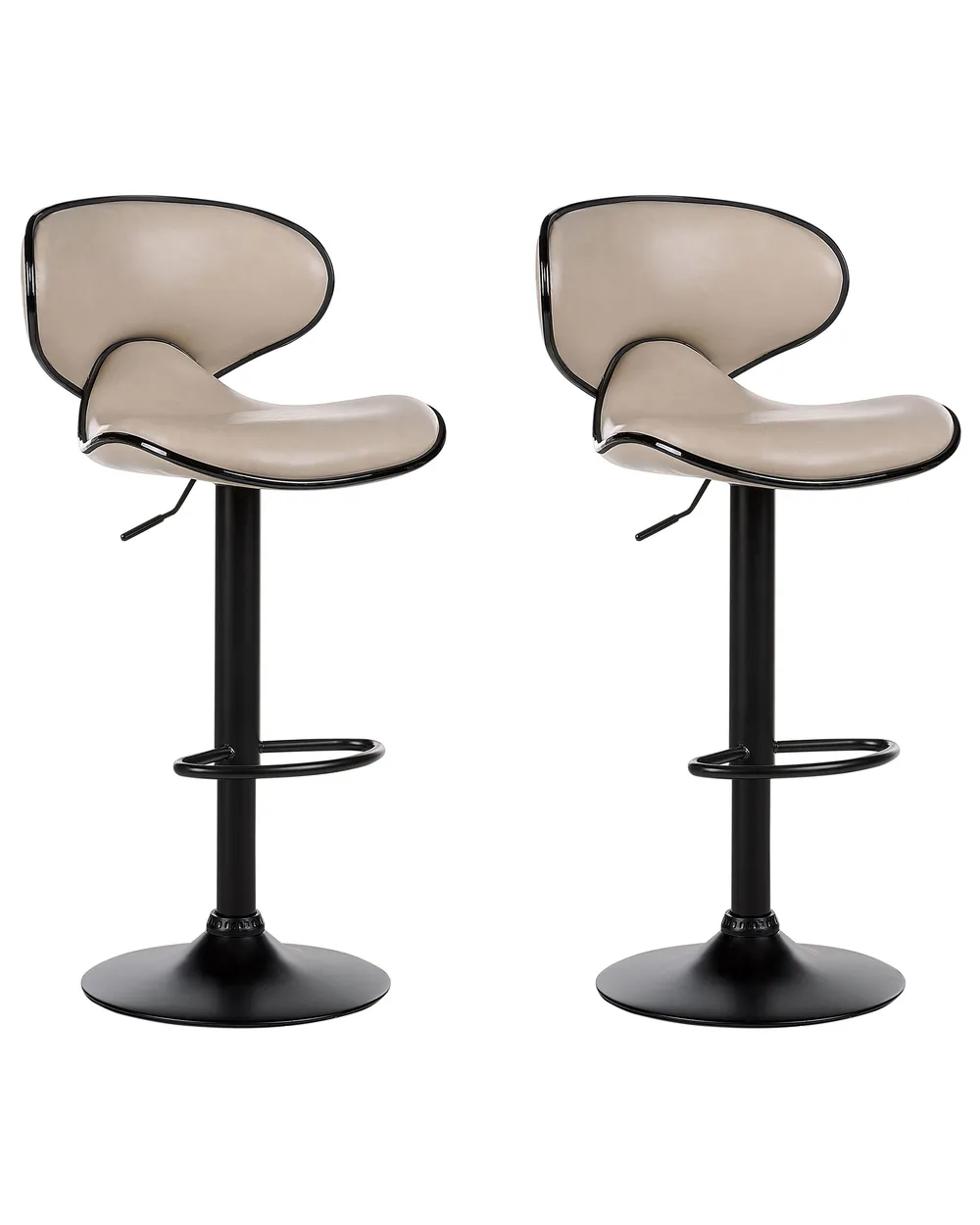 Set of 2 Bar Chairs CONWAY Swivel Faux Leather Light Beige