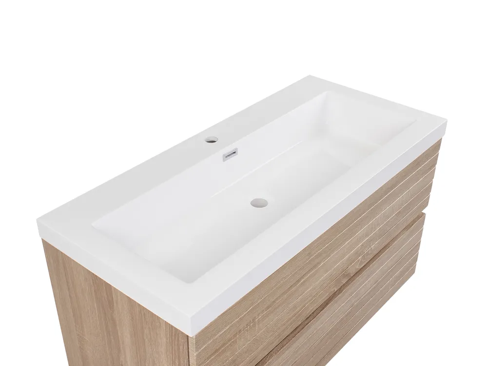 Wall Mounted Vanity Unit with Basin URUCU Light Brown_1005373