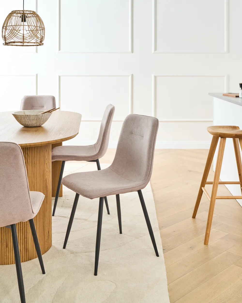 Set of 4 Dining Chairs TUSCOLA Fabric Beige