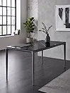 Garden Dining Table SOVARETO 180 cm 90 cm Marble Effect Black Marble