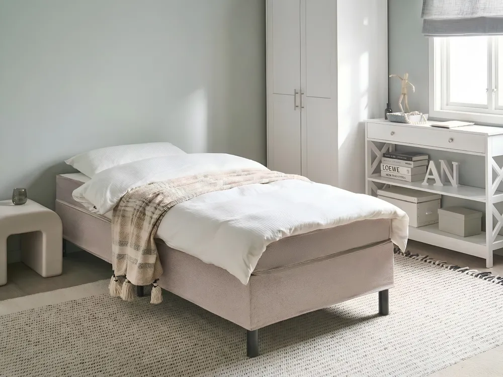 Divan Bed without Headboard Fabric COUNTESS 90 x 200 cm (EU Single) Beige