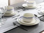 Set of 12 Dinnerware AMCHUR Porcelain White/ Blue_1063937